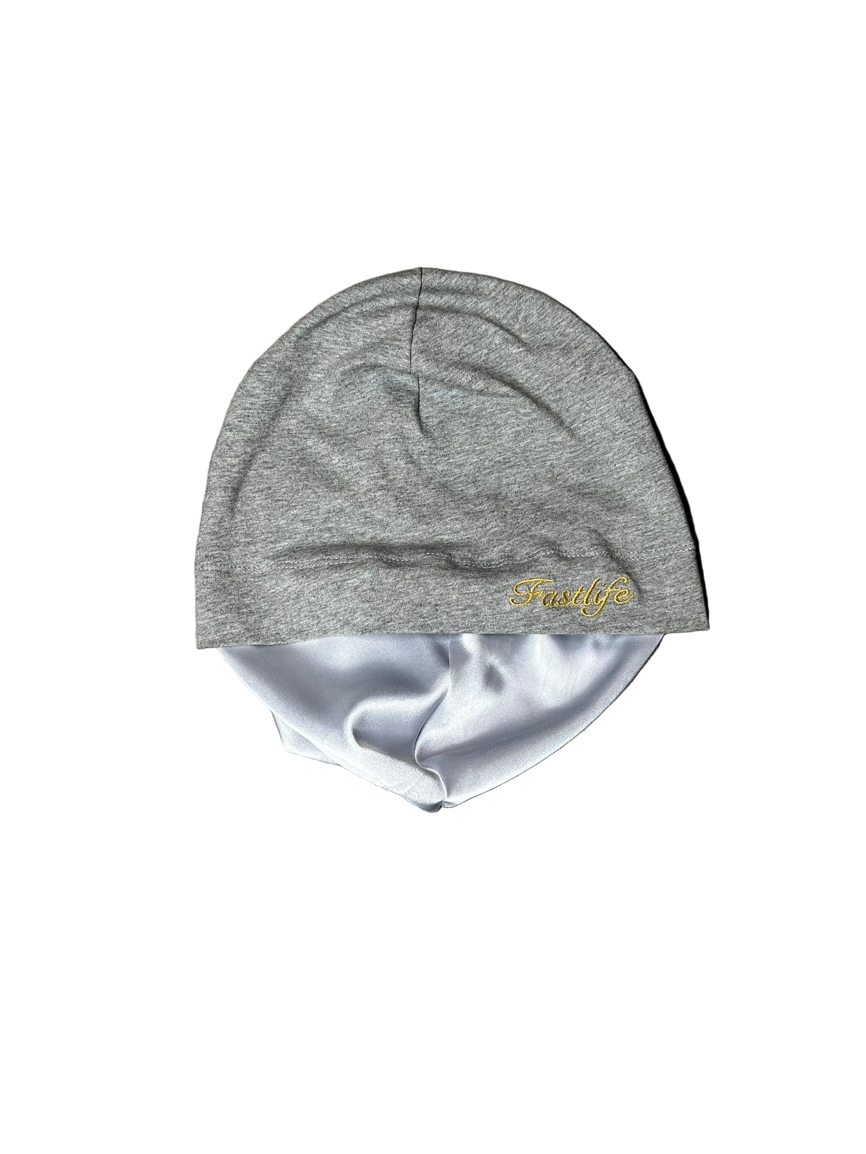 Grey Satin-Lined Skull Cap