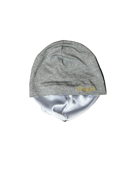 Grey Satin-Lined Skull Cap